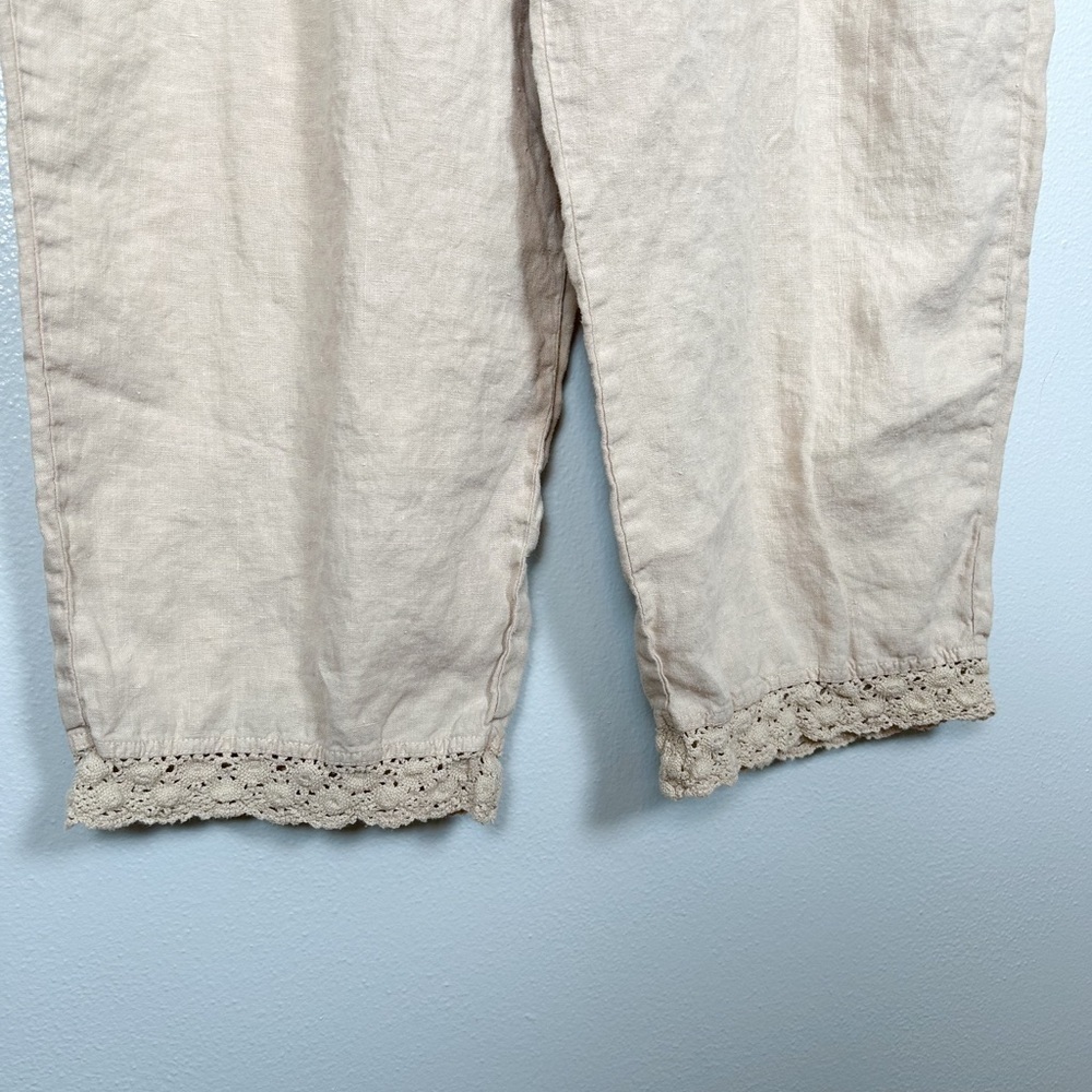 J. Jill 100% Linen Crochet Hem Relaxed Pants - Picture 3 of 7